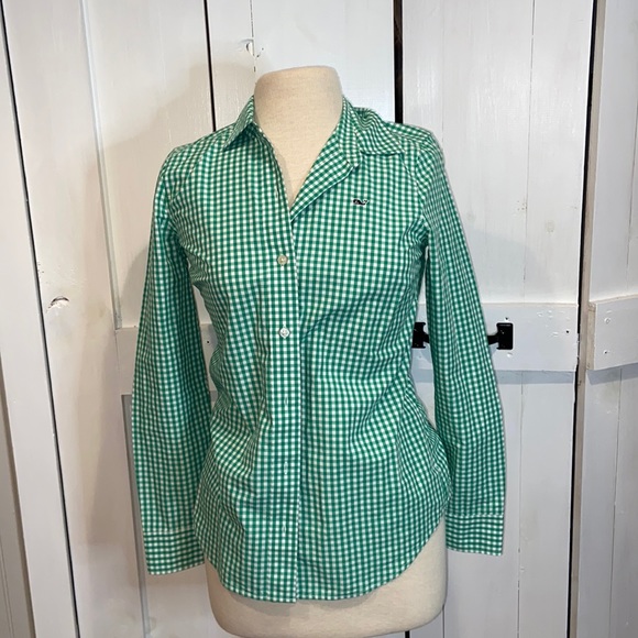 Vineyard Vines Tops - Vineyard Vines Green Gingham Button Down Shirt